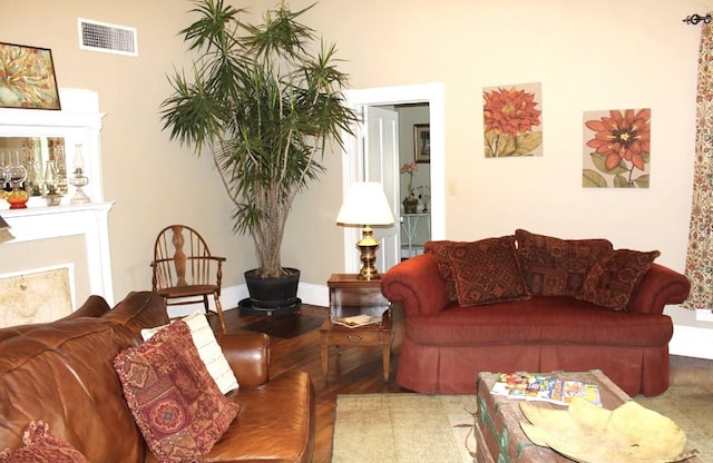 living room with wood-type flooring