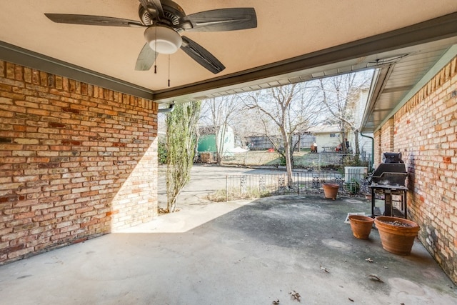 view of patio with ceiling fan