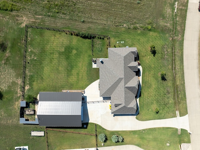 drone / aerial view with a rural view