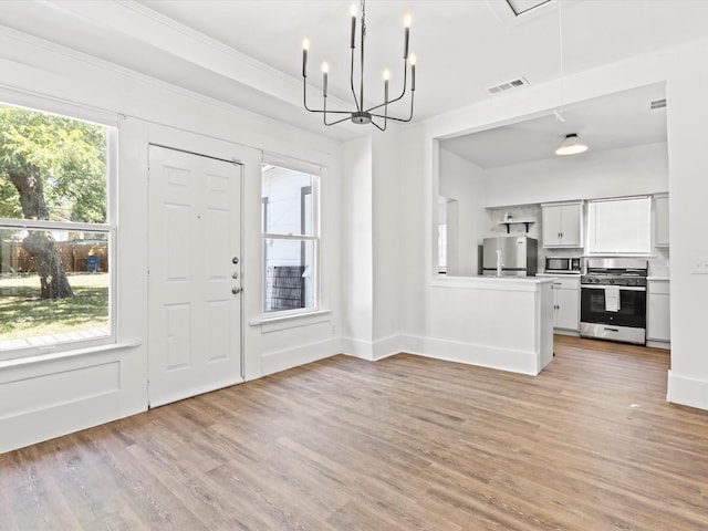 entrance foyer with light hardwood / wood-style floors and plenty of natural light