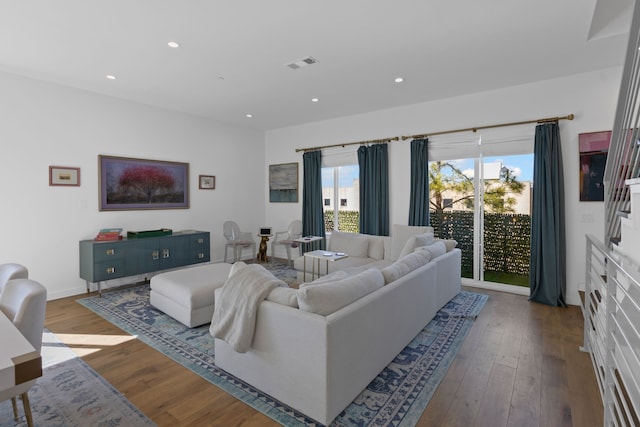 living room with light hardwood / wood-style floors