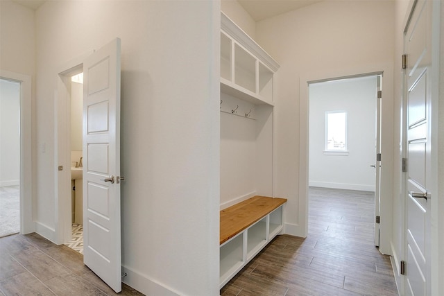 mudroom featuring hardwood / wood-style floors