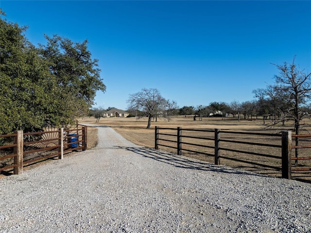 view of road with a rural view