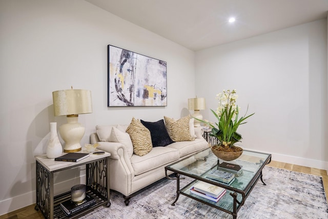 living room featuring light wood-type flooring