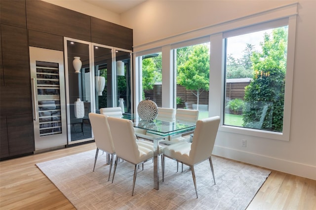 sunroom / solarium featuring beverage cooler