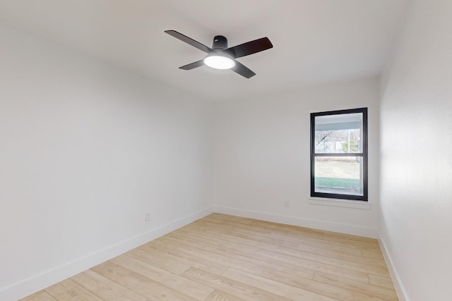 spare room featuring ceiling fan and light hardwood / wood-style floors