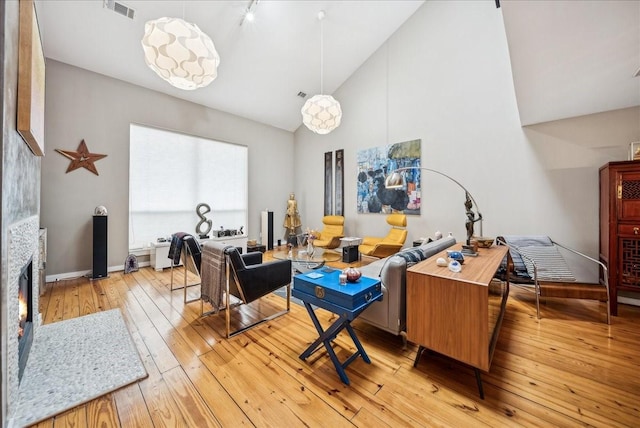 office area featuring light hardwood / wood-style floors