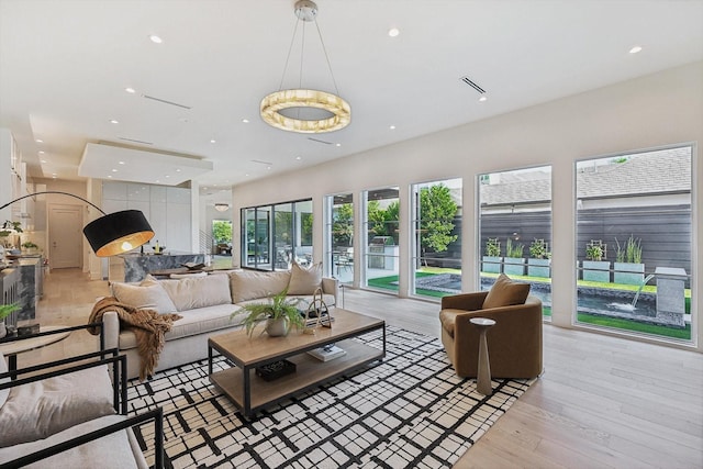 interior space with light hardwood / wood-style floors