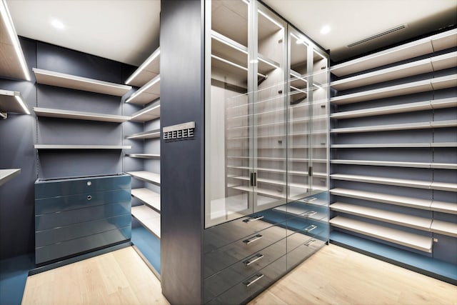 walk in closet featuring light wood-type flooring