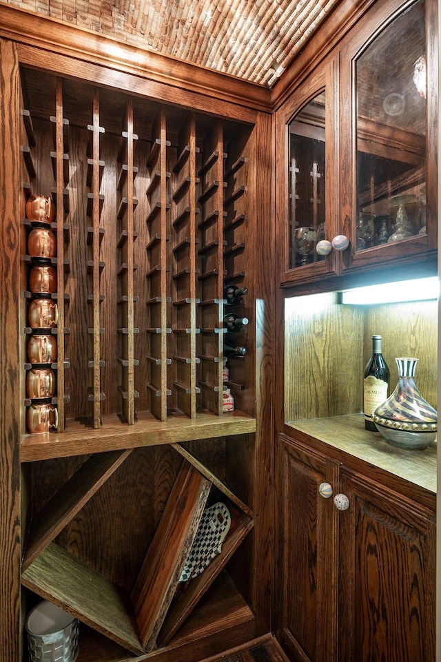 view of wine cellar