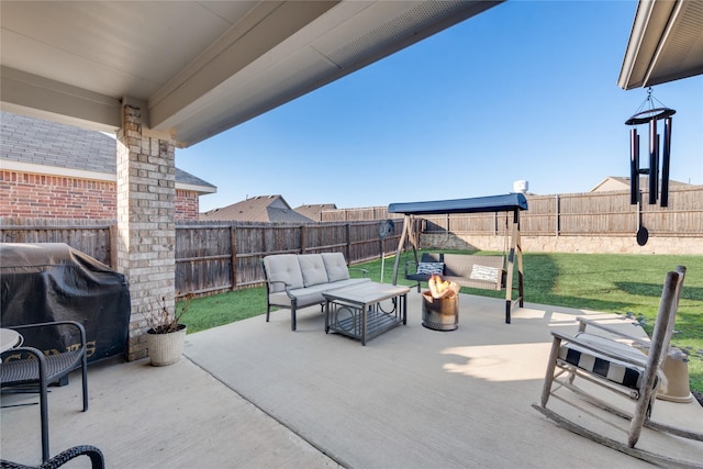 view of patio / terrace with area for grilling and an outdoor hangout area