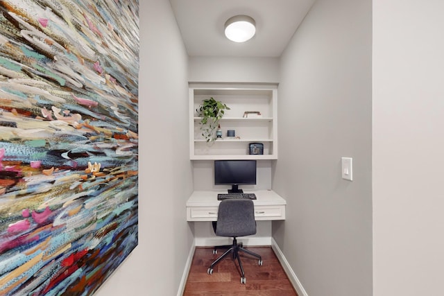 office area with dark hardwood / wood-style floors