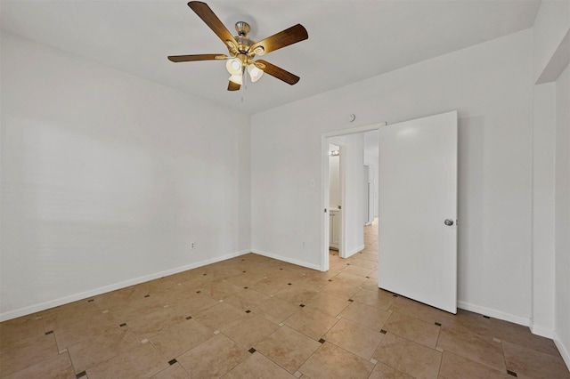 unfurnished room with ceiling fan