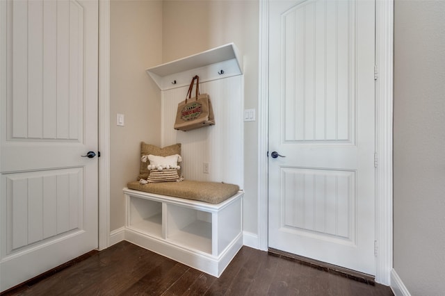 mudroom featuring dark hardwood / wood-style flooring