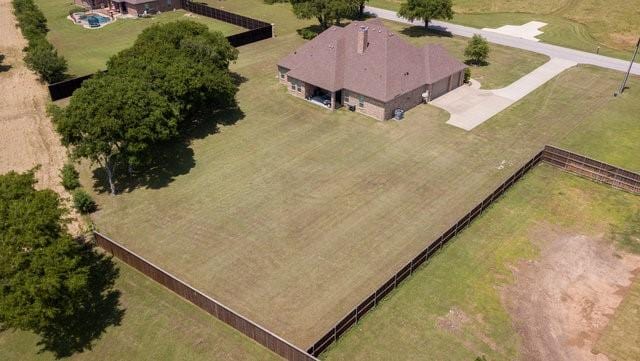 drone / aerial view with a rural view