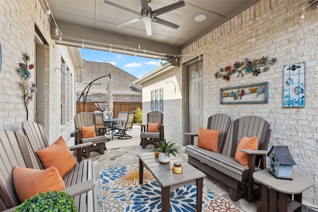 view of patio / terrace with an outdoor hangout area and ceiling fan