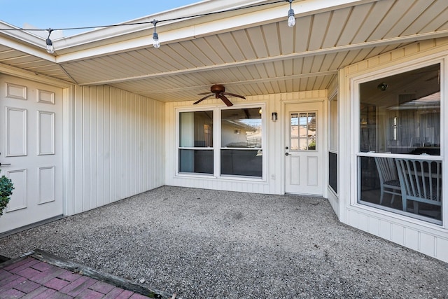 view of patio / terrace featuring ceiling fan