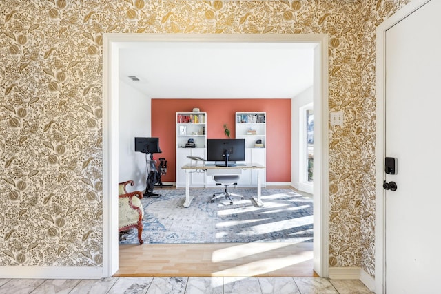 office featuring hardwood / wood-style floors