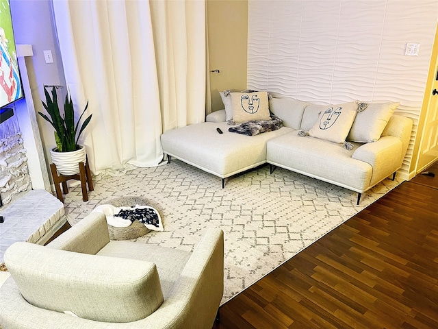 living room with hardwood / wood-style flooring