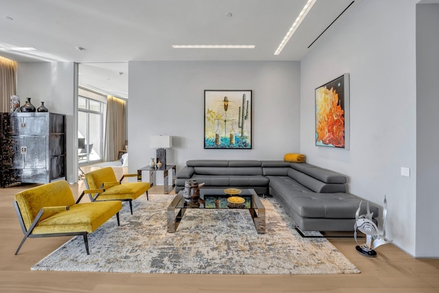 living room featuring light hardwood / wood-style flooring