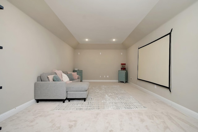 view of carpeted home theater