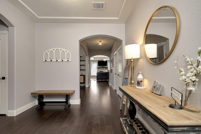 hallway featuring dark hardwood / wood-style floors