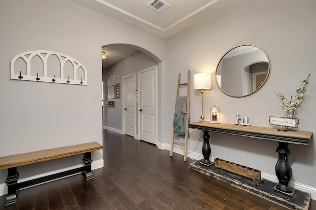 hallway featuring dark hardwood / wood-style floors