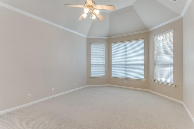 bathroom with vanity, ornamental molding, and plus walk in shower