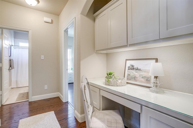 interior space with dark hardwood / wood-style floors