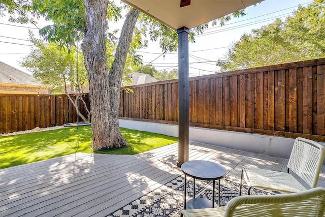 deck featuring a lawn