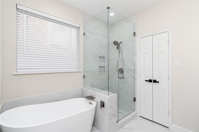 bathroom with plus walk in shower