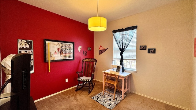 sitting room with carpet floors