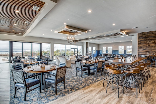 dining room featuring a chandelier