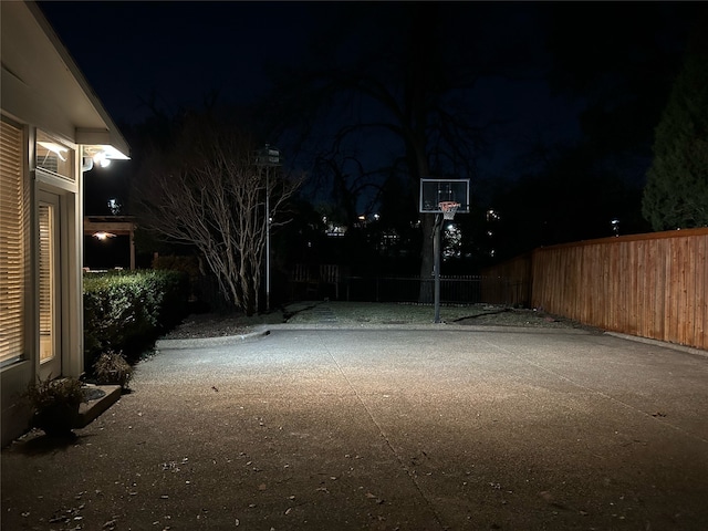 view of yard at night