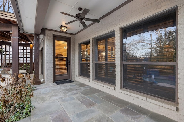 view of patio with ceiling fan