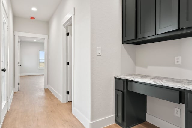 interior space with light hardwood / wood-style flooring