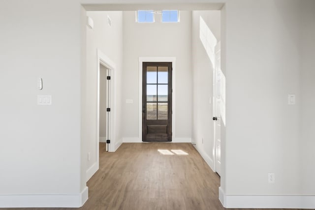 foyer entrance with hardwood / wood-style flooring