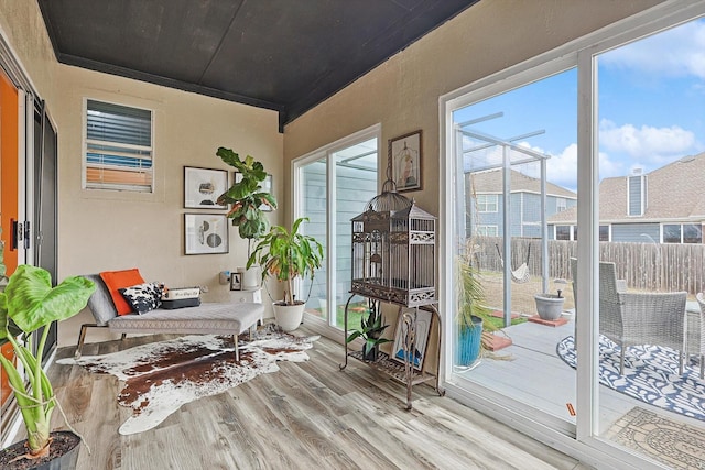 interior space with light hardwood / wood-style floors