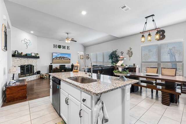 living room featuring dark hardwood / wood-style floors and ceiling fan