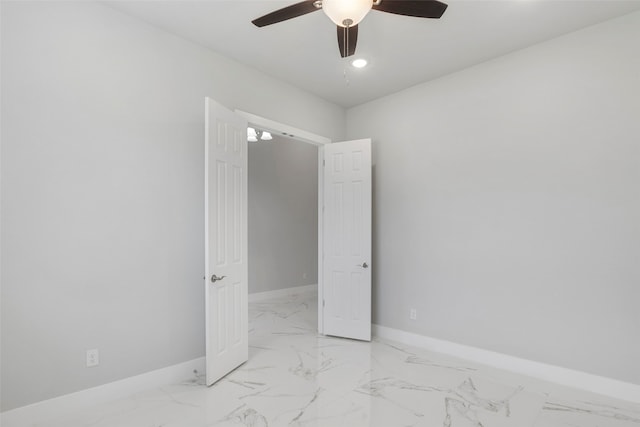 unfurnished bedroom with ceiling fan