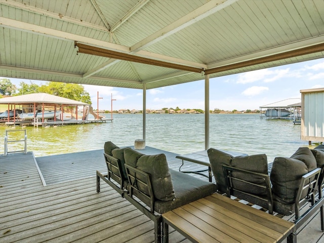 view of dock featuring a water view