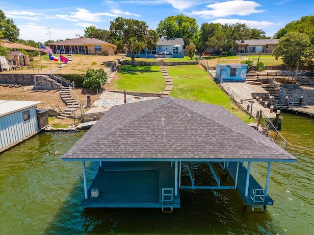 dock area featuring a water view