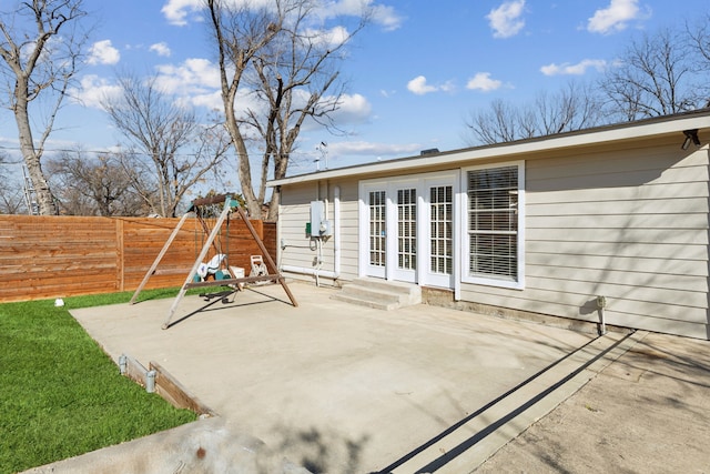 view of patio / terrace featuring french doors