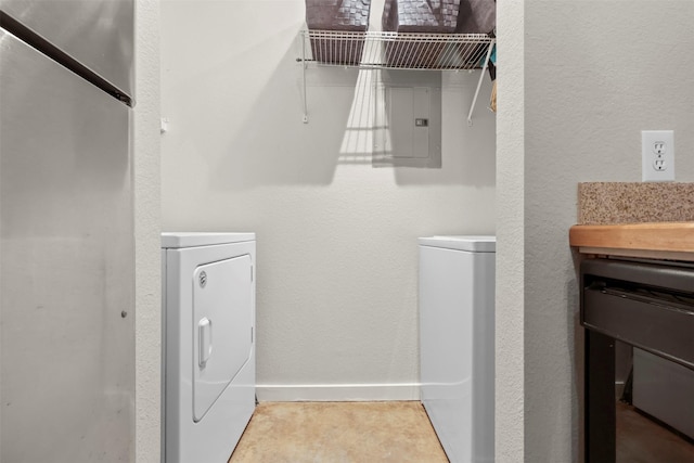 laundry room with electric panel and washer / dryer