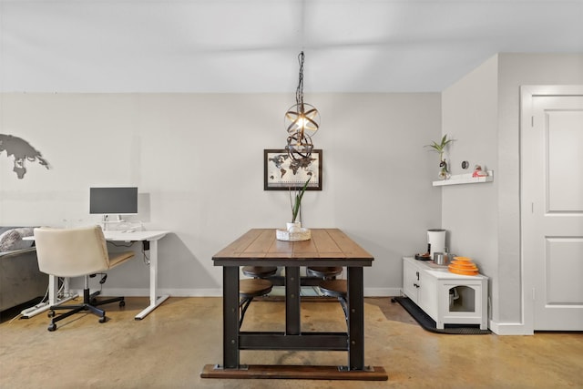 office area with concrete flooring