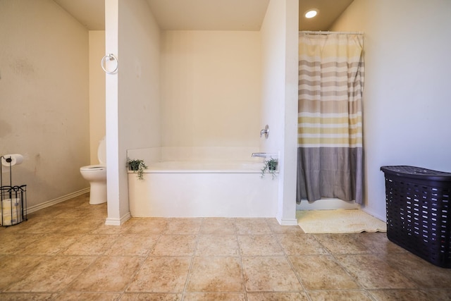 bathroom with independent shower and bath and toilet