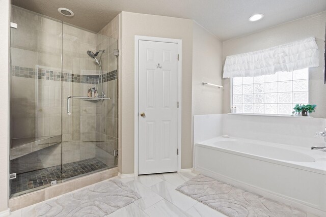 bathroom with plus walk in shower