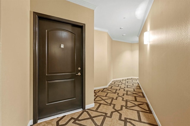 interior space featuring crown molding