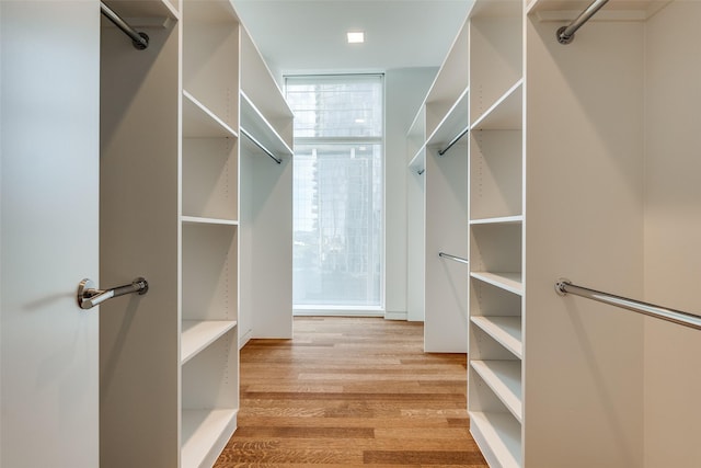 spacious closet with light wood-type flooring