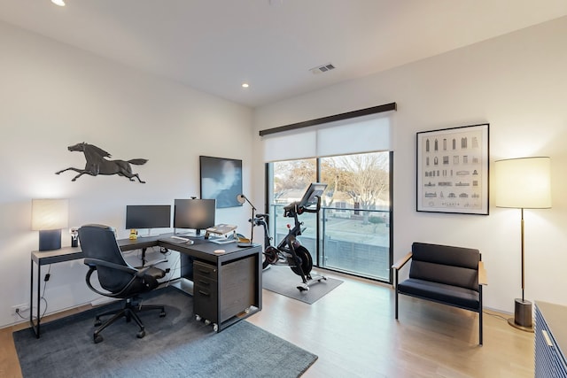 office space featuring light hardwood / wood-style flooring